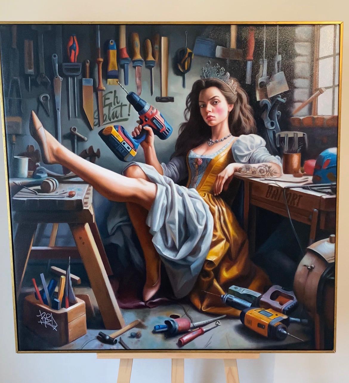 La Reine et l'Artisan, peinture à l'huile sur toile de lin